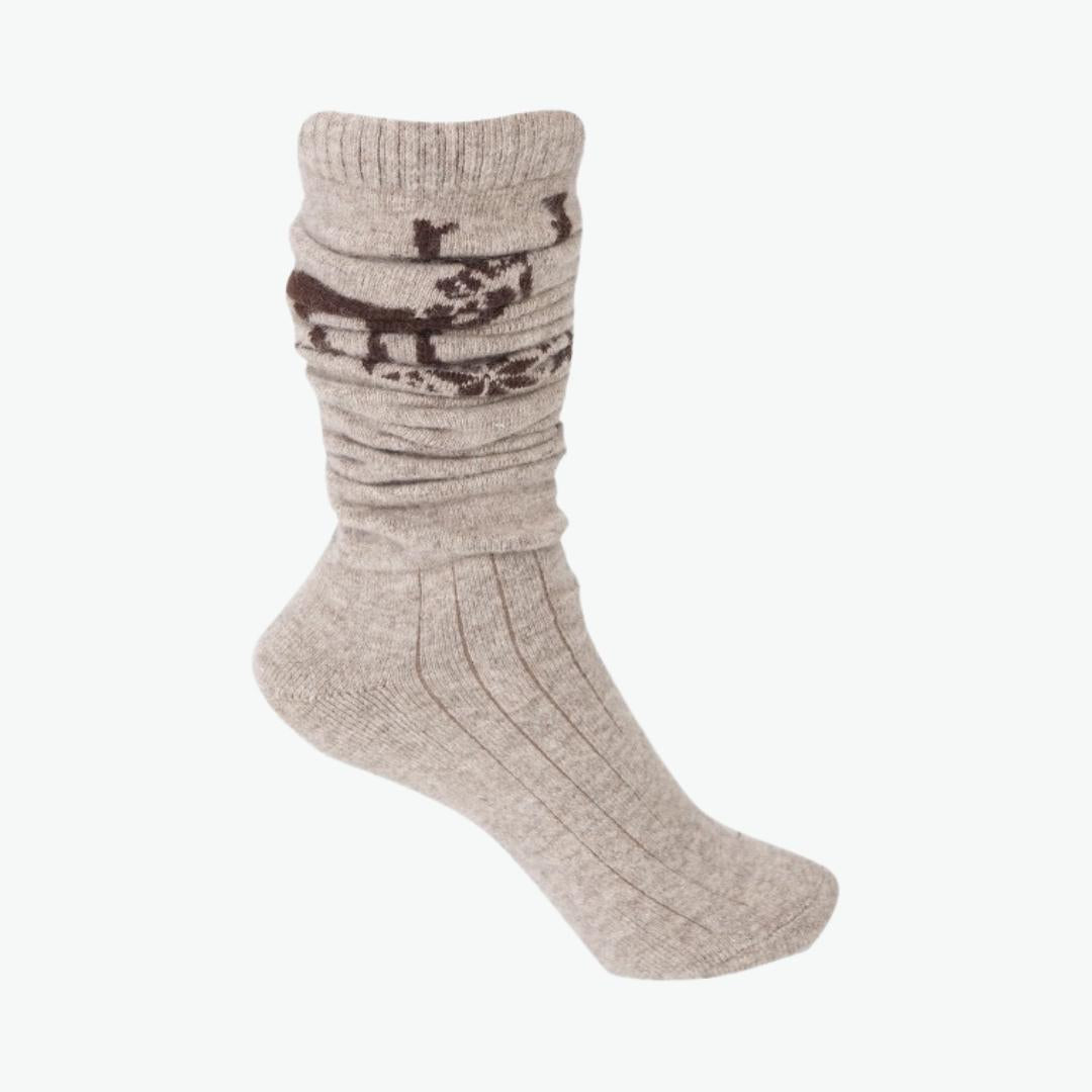 Wollkniestrümpfe beige