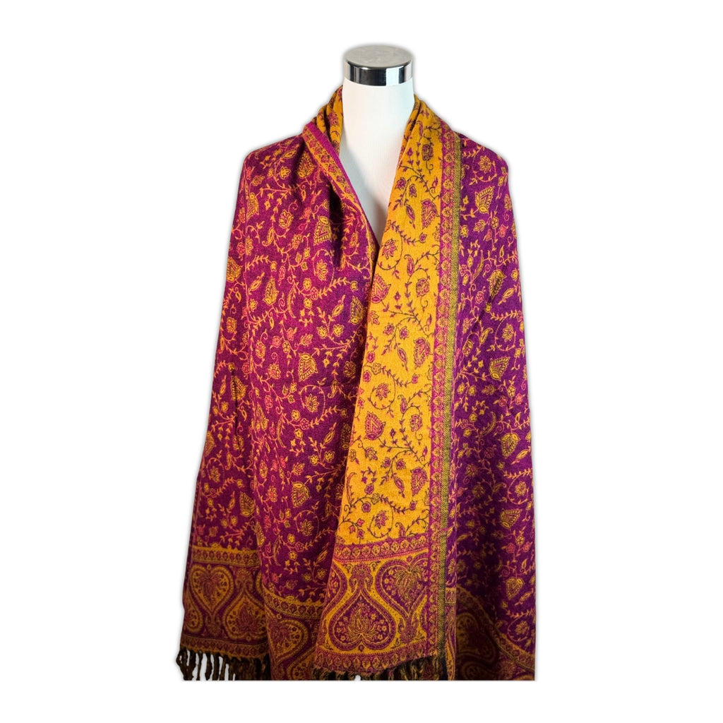 Tibetan scarf raspberry - mango