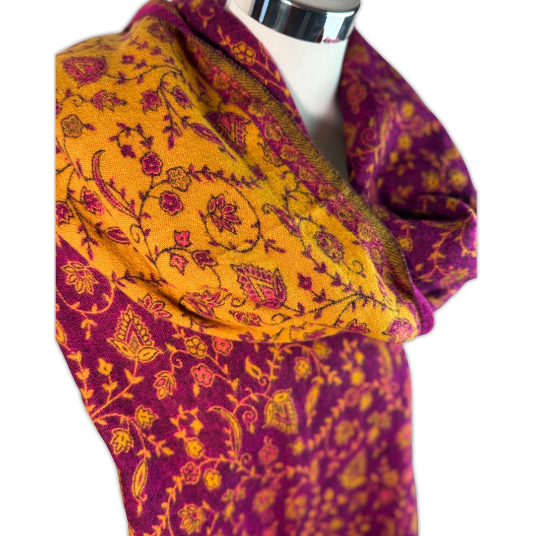 Tibetan scarf raspberry - mango