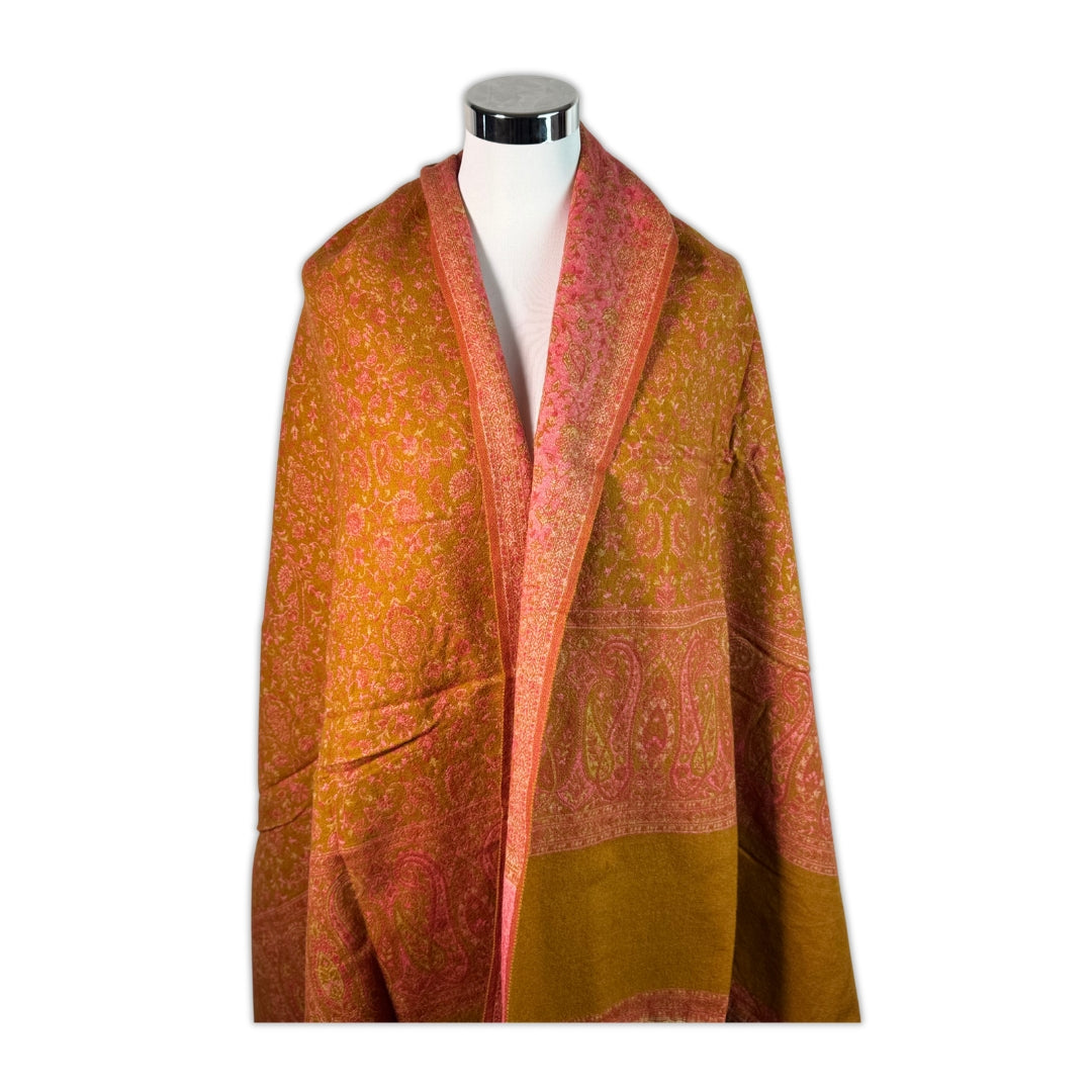 Tibetischer Schal  curry - blutorange