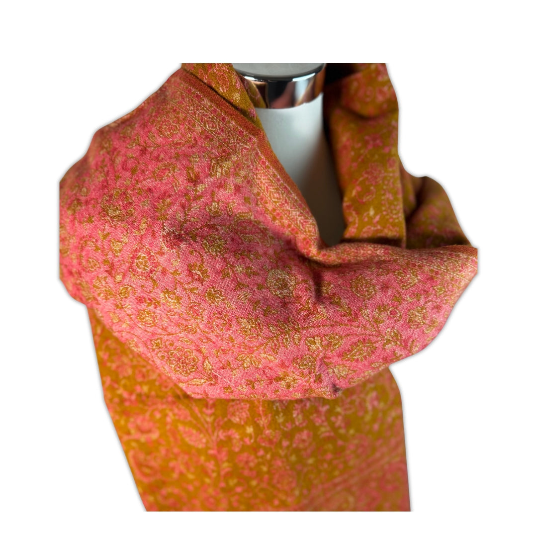 Tibetischer Schal  curry - blutorange