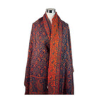 Tibetan scarf dark blue - orange red