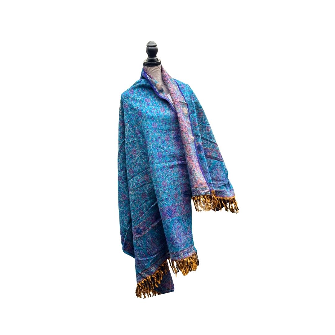 Tibetischer Schal blau-flieder