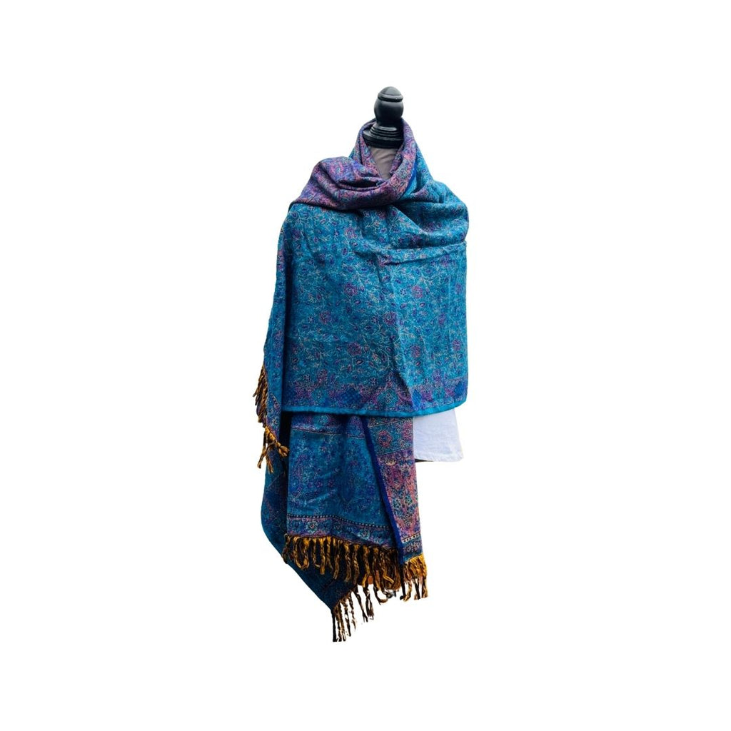 Tibetischer Schal blau-flieder