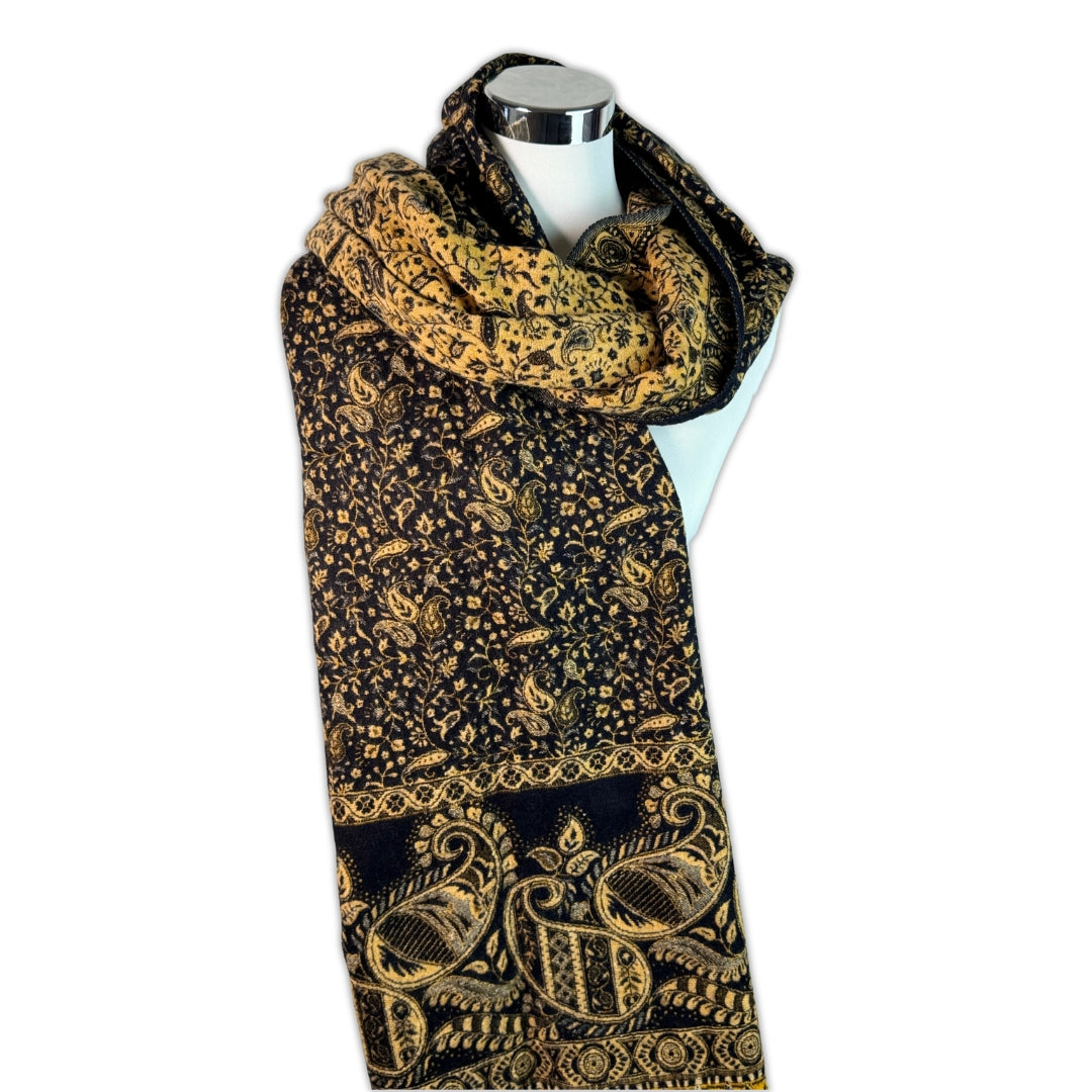 Tibetischer Schal  schwarz - beige