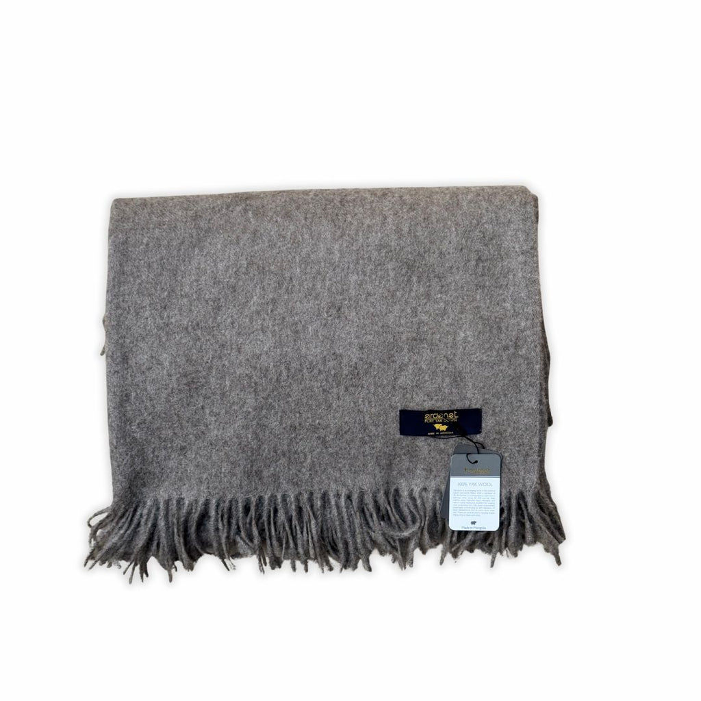 Yakwolle Decke fein und graumeliert