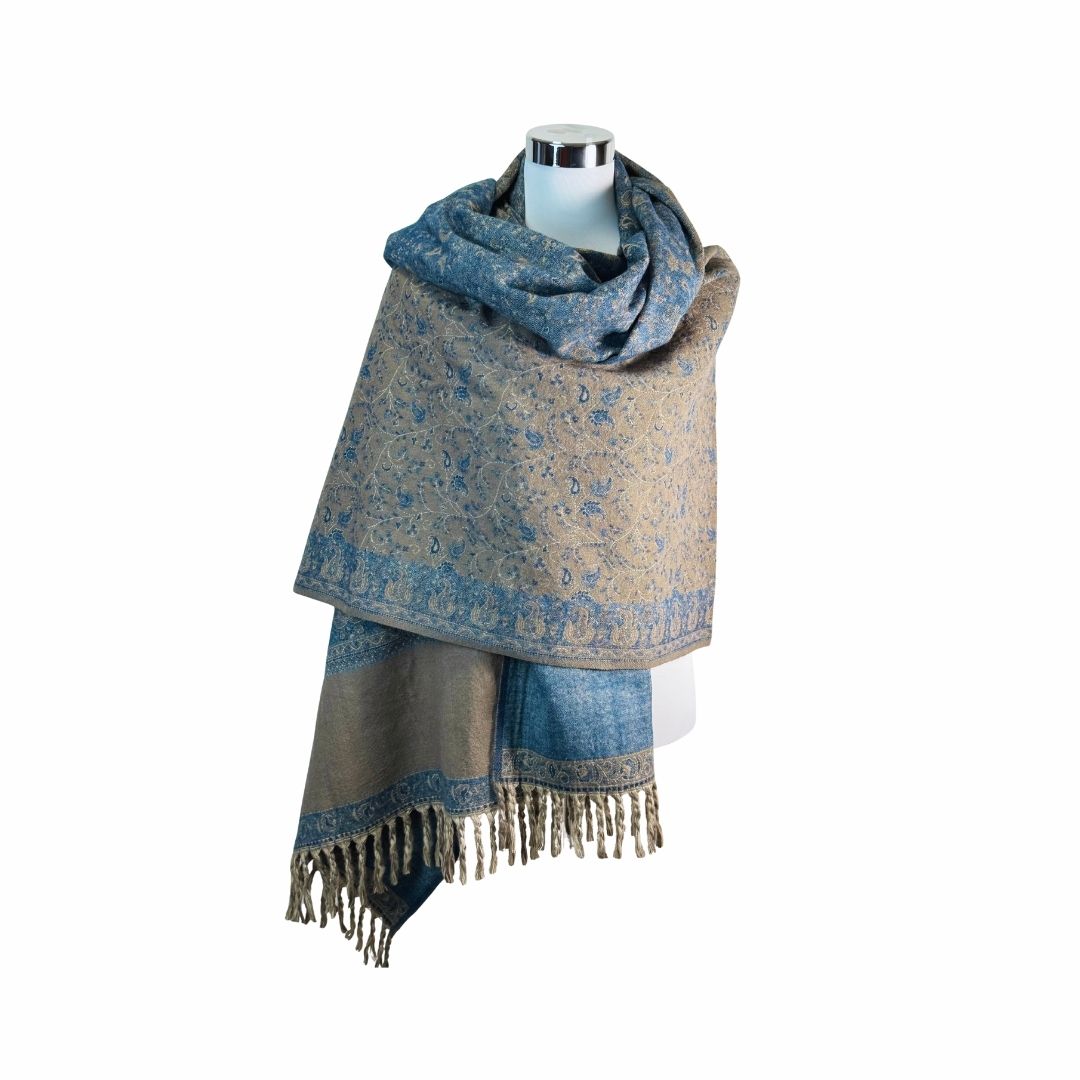 Tibetischer Schal melange- jeans