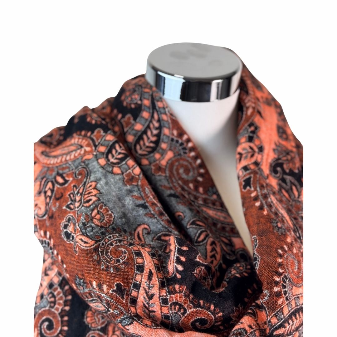 Tibetischer Schal schwarz-orange