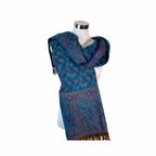 Tibetischer Schal blau-rosa