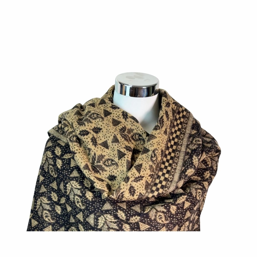 Tibetischer Schal schwarz-beige