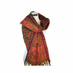 Tibetischer Schal grün-orangerot