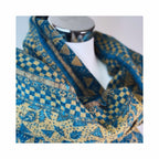 Tibetischer Schal türkisblau-sand