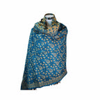 Tibetischer Schal türkisblau-sand