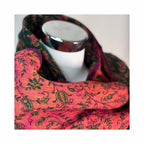 Tibetischer Schal grün-rot-Blume