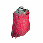 Tibetischer Schal lachsrot-türkis