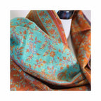 Tibetischer Schal zimt-türkis