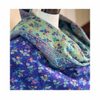 Tibetischer Schal blau-türkis-Blume