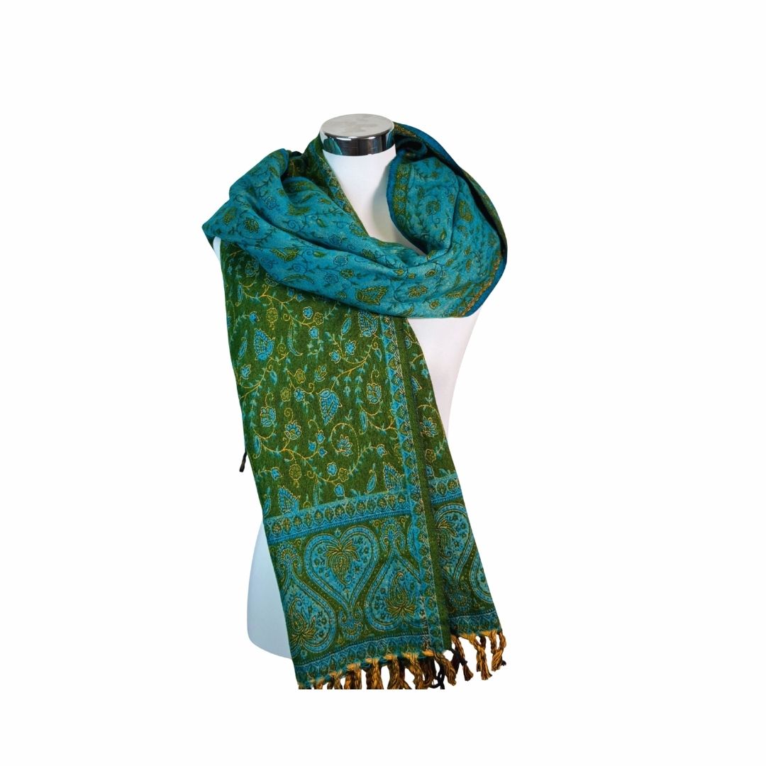 Tibetischer Schal grün-blau