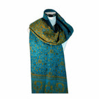 Tibetischer Schal  türkisblau - gelb
