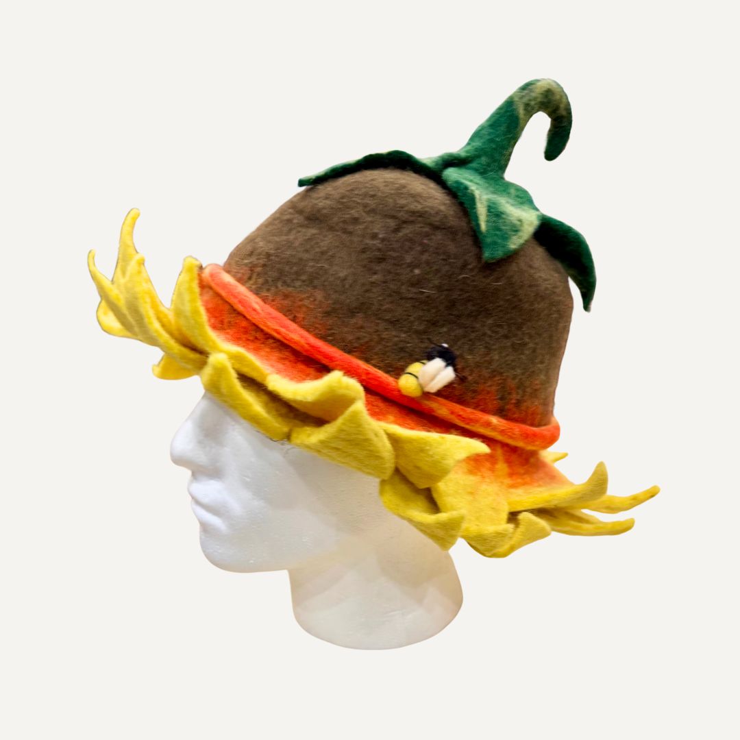 Handgemachte Filzhut  Sonnenblume