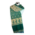 Tibetan scarf green - blue - cream